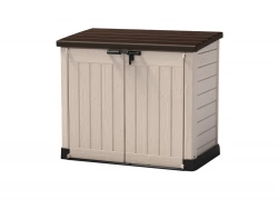 Coffre de jardin en résine multifonctions 1200 l - beige toit plat