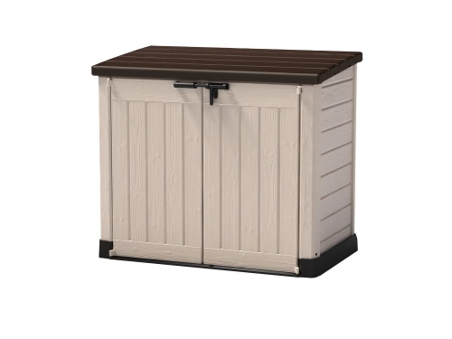 Coffre de jardin en résine multifonctions 1200 l - beige toit plat