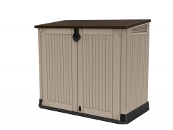 Coffre de jardin en résine multifonctions 880 l - beige (sans vérins)