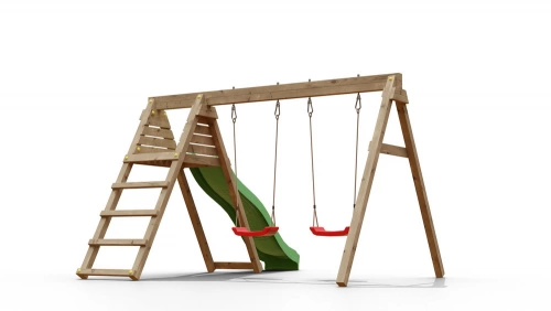 Portique & Toboggan de jardin en bois  390 x 256 x 252 cm - Azalée