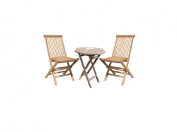 Ensemble de jardin en bois - 2 chaises pliantes + table basse octogonale pliante