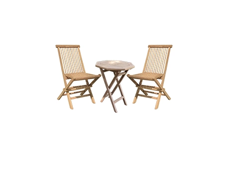 Ensemble de jardin en bois - 2 chaises pliantes + table basse octogonale pliante