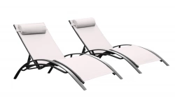 Lot de 2 bains de soleil Monaco en aluminium - Ecru
