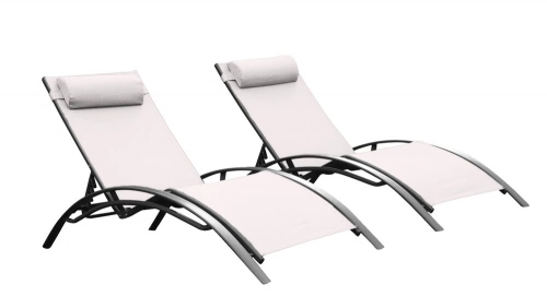 Lot de 2 bains de soleil Monaco en aluminium - Ecru