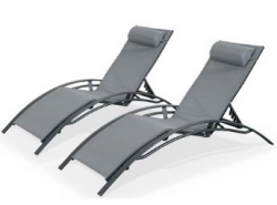 Lot de 2 bains de soleil Monaco en aluminium - Gris anthracite