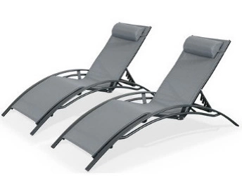 Lot de 2 bains de soleil Monaco en aluminium - Gris anthracite
