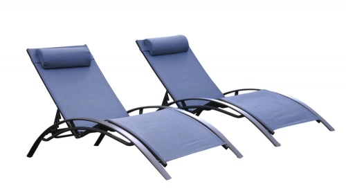 Lot de 2 bains de soleil Monaco en aluminium - Lavande