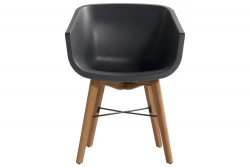 Lot de 2 chaises Amalia Eucalyptus en résine - pieds en bois - Anthracite