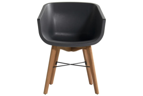 Lot de 2 chaises Amalia Eucalyptus en résine - pieds en bois - Anthracite