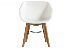 Lot de 2 chaises Amalia Eucalyptus en résine - pieds en bois - Blanc