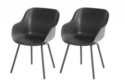 Lot de 2 chaises Sophie Rondo Elegance en résine - pieds en aluminium - Anthracite