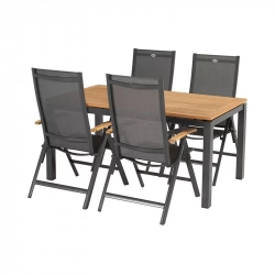 Table rectangulaire en eucalyptus et aluminium 160 x 90 cm