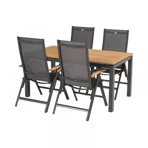 Table rectangulaire en eucalyptus et aluminium 160 x 90 cm