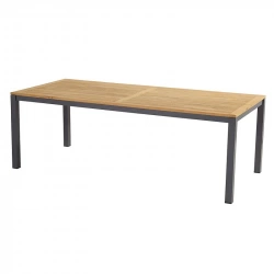 Grande table rectangulaire en eucalyptus et aluminium 220 x 100 cm