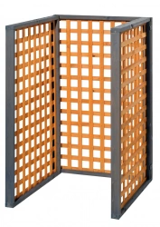 Cache-poubelles 3 panneaux "Zell" - Miel / Gris vintage