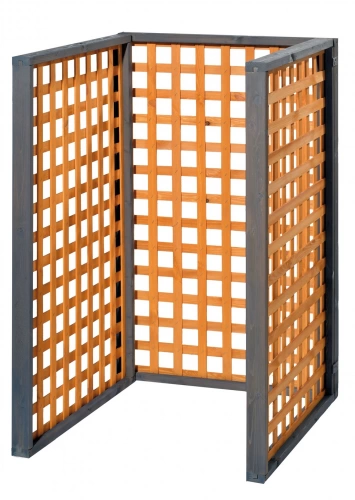 Cache-poubelles 3 panneaux "Zell" - Miel / Gris vintage