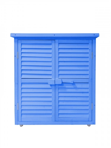 Armoire de Rangement 0,25 m³ – Bois Lasuré Bleu – Toit Bitumé