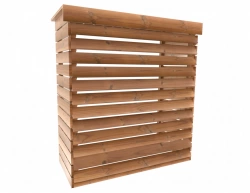 Cache climatiseur extérieur XL - Bois thermochauffé - Ventelles fixes - Fixation murale ou au sol - 0,77 m²