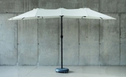 Parasol de jardin TREBOL 460 – Ovale 270 × 460 cm – Aluminium – Toile polyester beige clair