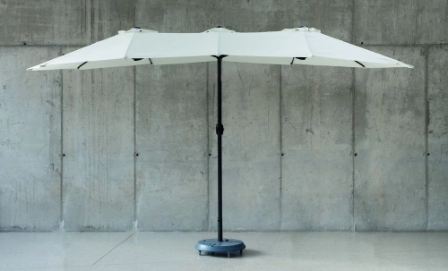 Parasol de jardin TREBOL 460 – Ovale 270 × 460 cm – Aluminium – Toile polyester beige clair