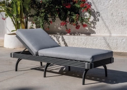 Bain de soleil aluminium et corde – SAONA-12 SET LUX – Anthracite et corde grise – Coussin Azalea gris