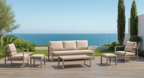 Salon de jardin sofa aluminium – DESIRA-8 LUX – Finition Nude – Coussins Rosini beige foncé – 4 à 6 places