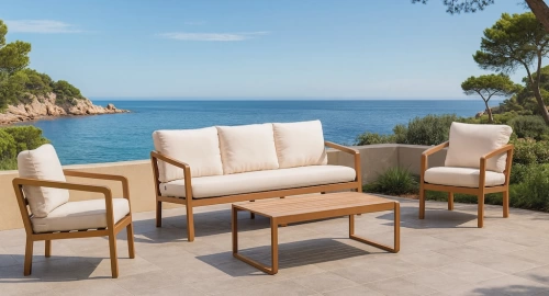 Salon de jardin sofa aluminium – PORTOFINO-8 LUX – Finition marron tropical – Coussins Liso blanc – 4 à 6 places