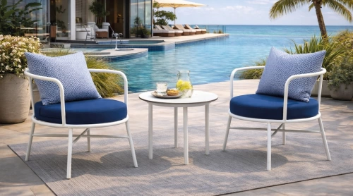 Ensemble relax de jardin – PUMA LUNA – 2 fauteuils relax avec table basse – Structure aluminium blanc – Coussins LUX – 2 places