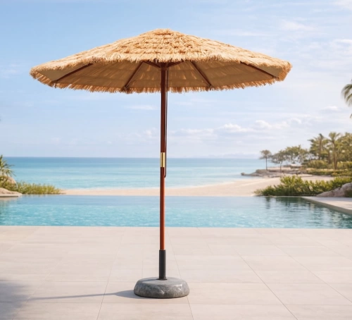 Parasol de jardin – DURBAN-270 – Bois tropical – Couverture rafia naturelle