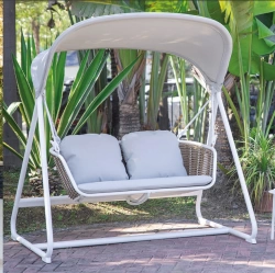 Balancelle de jardin - CORAL - en aluminium et résine tressée - 2 places