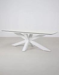 Table à manger en aluminium - SINGAPUR - finition blanche - plateau HPL blanc - 8 places