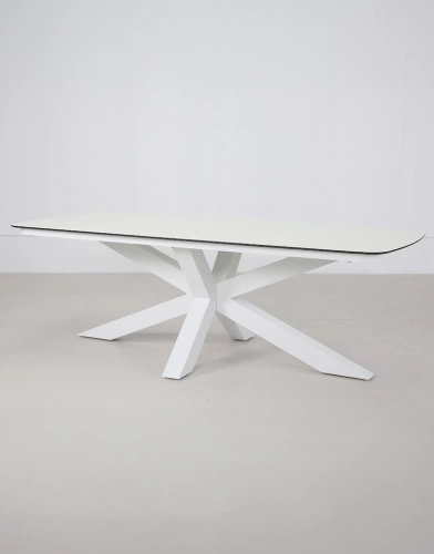 Table à manger en aluminium - SINGAPUR - finition blanche - plateau HPL blanc - 8 places