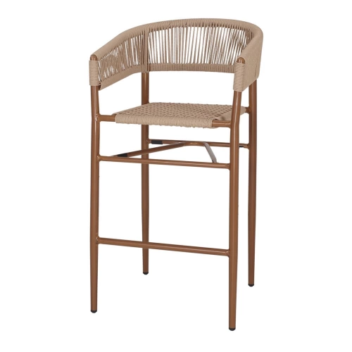 Tabouret haut en corde et métal avec un style Japandi - modèle 023 - nature