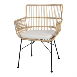 Chaise en rotin avec accoudoirs avec un style méditerranéen - modèle 029 - naturel