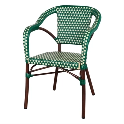 Chaise d’extérieur empilable avec accoudoirs avec un style bistrot - modèle 050 - vert
