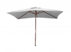 Parasol droit en bois - 300 x 200 cm - 6 baleines - Toile couleur écrue