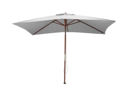 Parasol droit en bois - 300 x 200 cm - 6 baleines - Toile couleur écrue