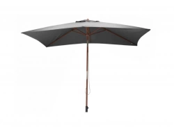 Parasol droit en bois - 300 x 200 cm - 6 baleines - Toile couleur grise