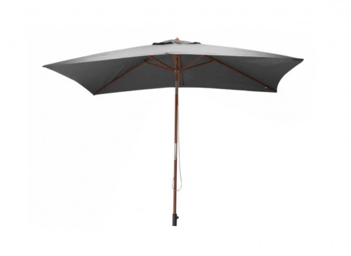 Parasol droit en bois - 300 x 200 cm - 6 baleines - Toile couleur grise