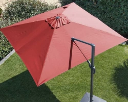 Parasol déporté orientable NH - Toile carré 300 x 300 cm - Toile rouge