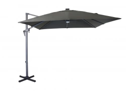 Parasol déporté inclinable NH 2,7 x 2,7m - Gris/gris - avec led - manivelle grade 6