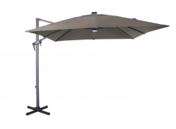 Parasol déporté inclinable NH 2,7 x 2,7m - Gris/taupe - avec led - manivelle grade 6