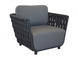 Fauteuil de détente Hug alu/tresse sangle rubber avec coussin - anthracite