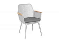 Fauteuil repas de jardin Maestro alu acc teck+galette sunbrella - blanc/119