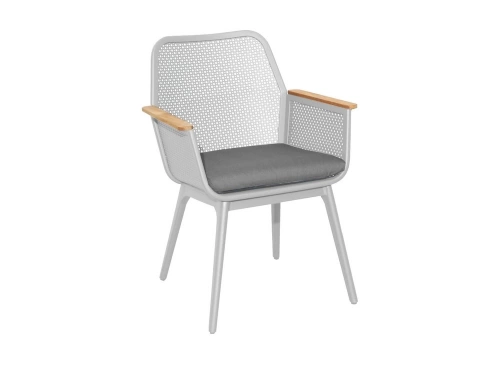Fauteuil repas de jardin Maestro alu acc teck+galette sunbrella - blanc/119