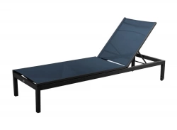 Lit de soleil de jardin Théma - graphite/bleu 207 x 106 x 64 cm