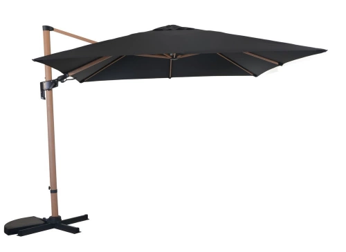 Parasol déporté LB orientable - heat look bois oak/gris 3 x 3 m