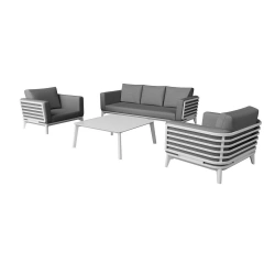 Salon de détente Moss II alu avec coussins sunbrella - blanc (set complet)