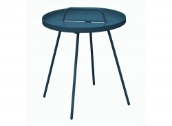 Table Basse de jardin Flower, ronde, 4 pieds, poignée - bleu 44 x 51 cm