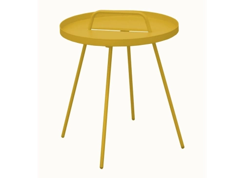 Table Basse de jardin Flower, ronde, 4 pieds, poignée - honey 44 x 51 cm